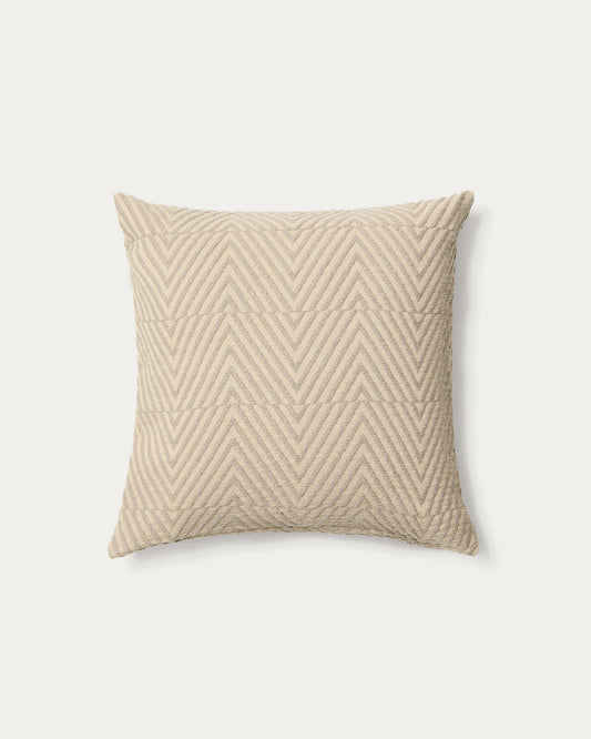 Housse de coussin Lunver en jacquard chevron écru 50 x 50 cm