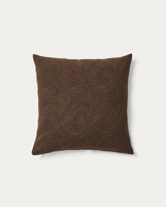 Housse de coussin Junie en jacquard de coton marron 50 x 50 cm