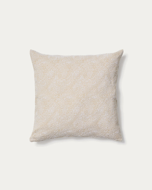 Housse de coussin Junie en jacquard de coton beige 50 x 50 cm