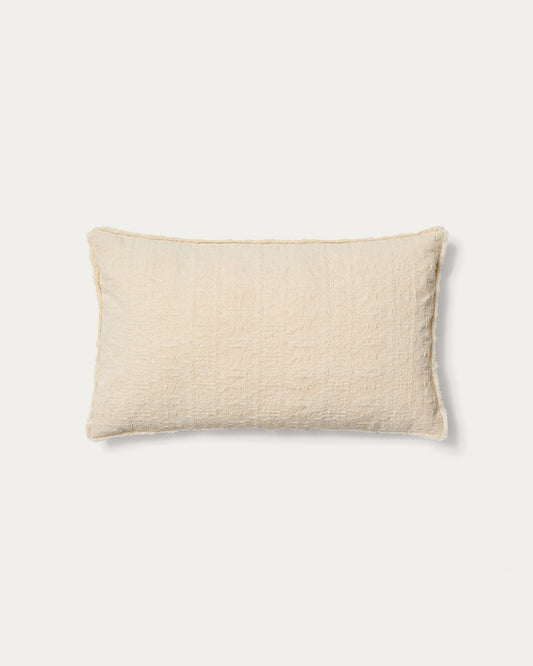 Housse de coussin Narela en jacquard coton et viscose écrue 50 x 30 cm