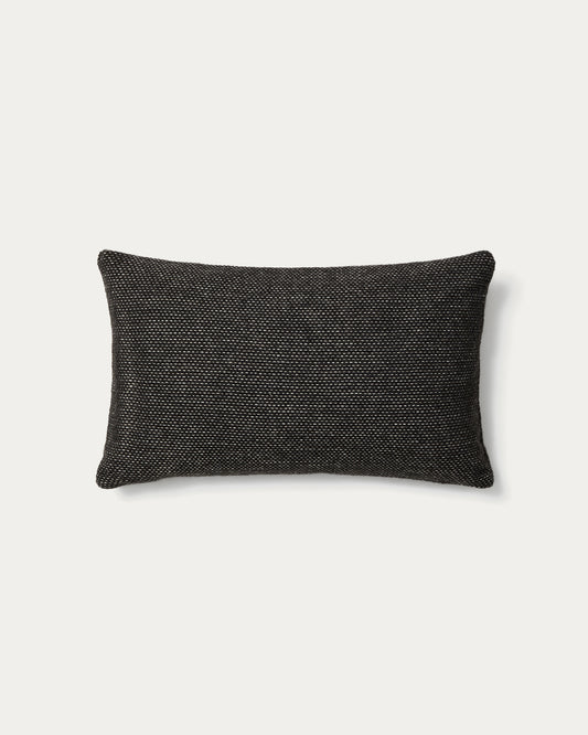 Housse de coussin Elira en laine et coton noir 40 x 60 cm