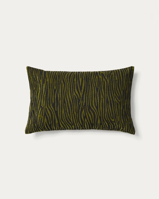Housse de coussin Davina en coton avec broderie zèbre vert 40 x 60 cm