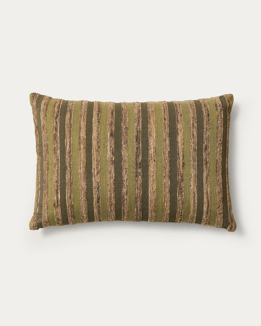 Housse de coussin Dorevi en soie mélangée jacquard à rayures vertes 40 x 60 cm