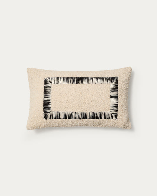 Housse de coussin Enari en coton beige et noir 50 x 30 cm