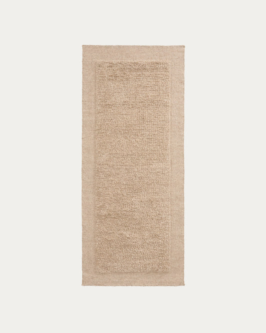 Tapis de couloir Marely en laine beige 200 x 80 cm