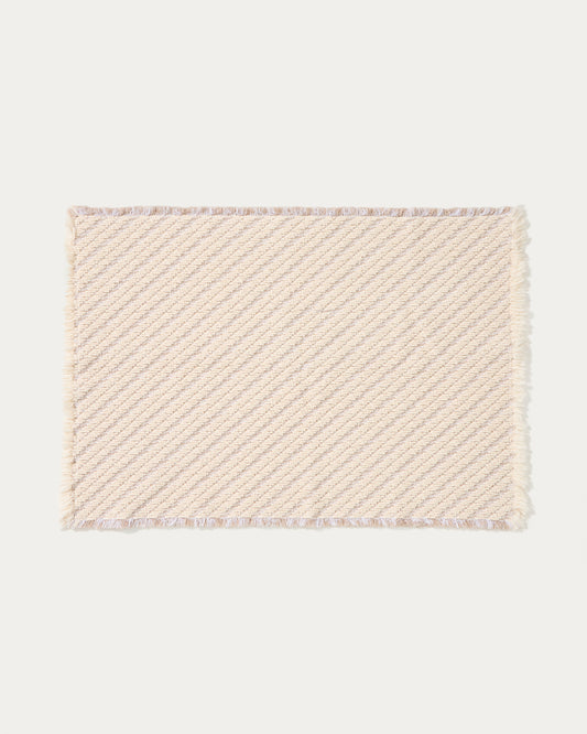 Tapis de bain Janu 100 % coton structure diagonale écrue 50 x 70 cm