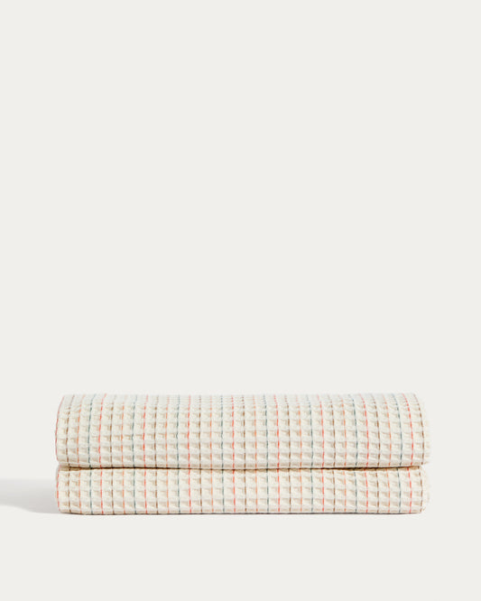 Couvre-lit Wufy 100 % coton gaufré à rayures multicolores pour berceau évolutif