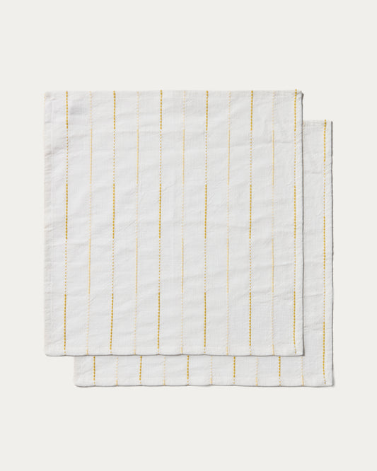 Ensemble Anila de 2 serviettes en coton jacquard jaune 35 x 35 cm