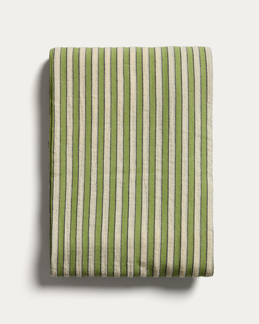 Nappe Ulena 100 % coton à rayures vertes 170 x 250 cm