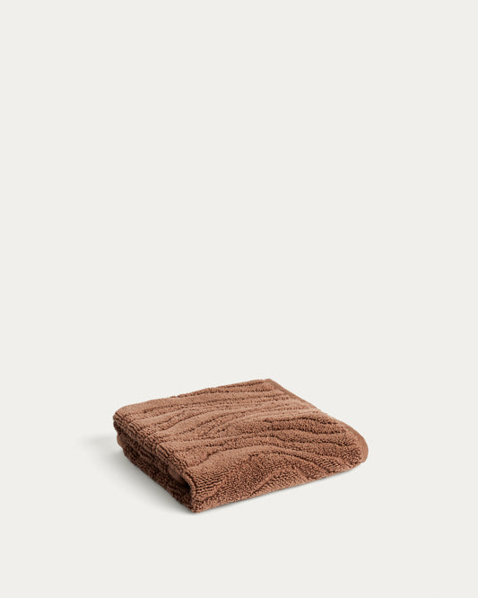 Essuie-mains Dalira 100 % coton jacquard à motif zèbre marron foncé 30 x 50 cm