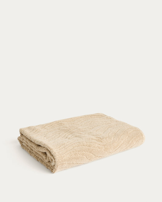 Serviette de bain Dalira 100 % coton jacquard à motif zèbre beige 70 x 140 cm