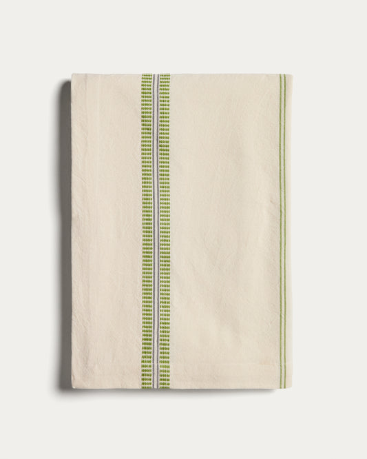 Nappe Todila 100 % coton à rayures vertes 170 x 170 cm