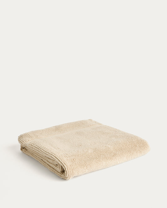 Serviette de bain Olvira 100 % coton jacquard beige 70 x 140 cm
