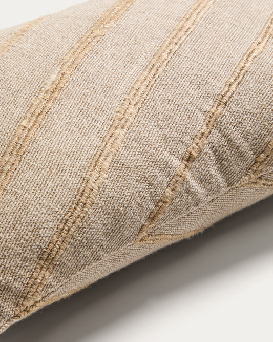 Housse de coussin Riena en coton et viscose beige 30 x 50 cm