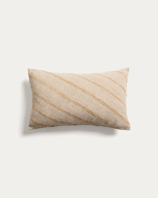 Housse de coussin Riena en coton et viscose beige 30 x 50 cm