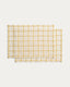 Ensemble Adesta de 2 sets de table en coton 100 % écru à carreaux jaunes 35 x 50 cm