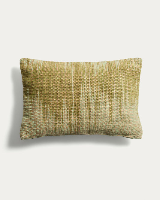 Housse de coussin Liroda en jute avec motif ikat vert 40 x 60 cm