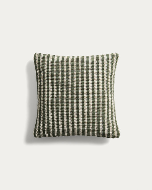 Housse de coussin Dirome 100 % PET rayures vertes 45 x 45 cm