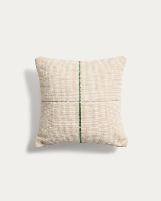 Housse de coussin Atima 100 % PET jacquard vert 45 x 45 cm