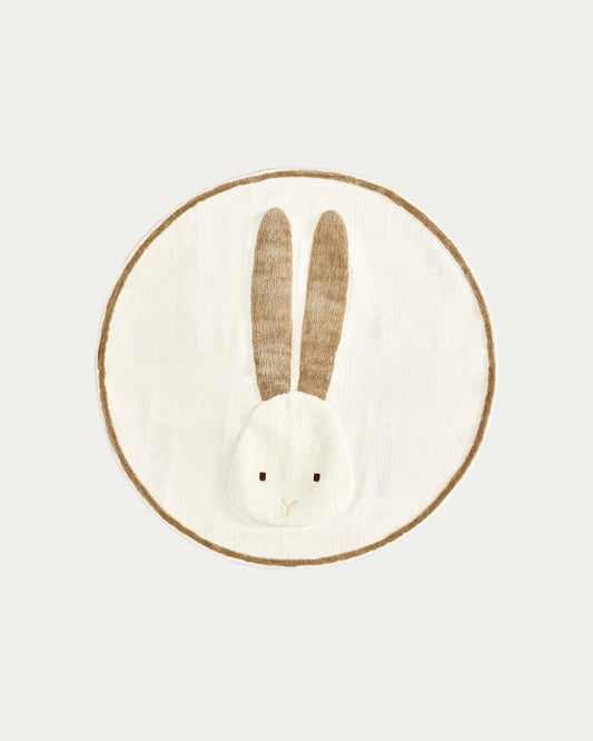 Tapis rond Yanil en coton beige petit lapin Ø 100 cm