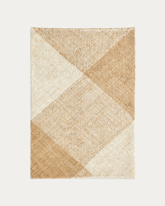 Tapis Maelan en jute et coton à carreaux naturel  160 x 230 cm