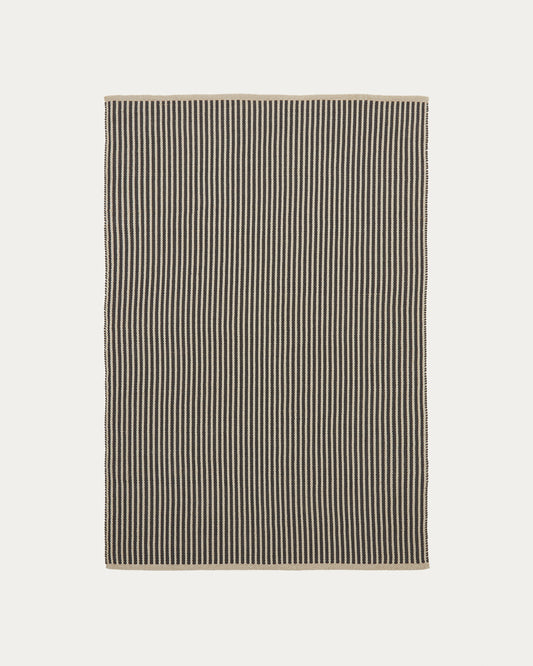 Tapis Satanca en fibres synthétiques à rayures beige et noir 160 x 230 cm