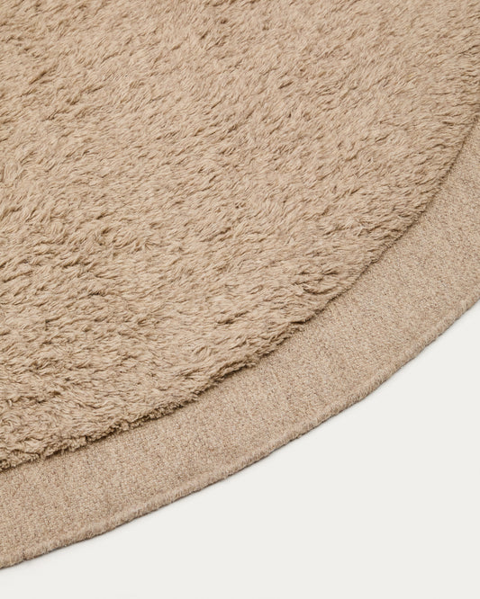 Tapis rond Marely en laine beige Ø 200 cm