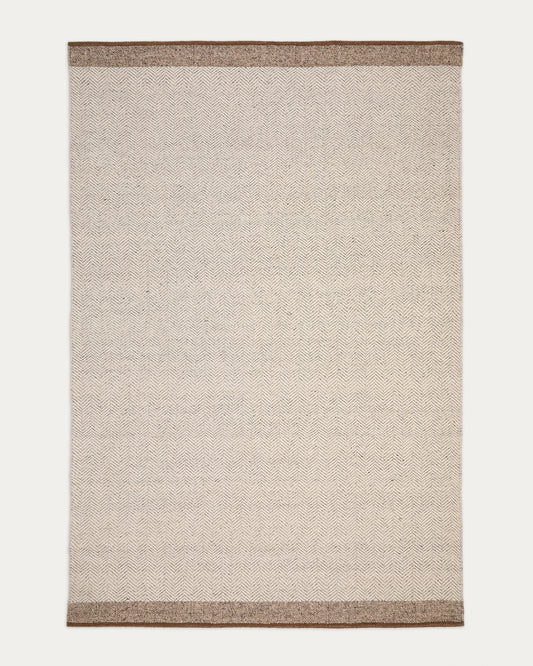 Tapis Nifelia jacquard en laine beige 200 x 300 cm