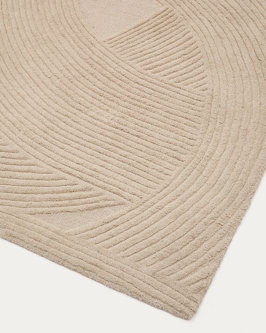 Domm beige wool rug, 160 x 230 cm