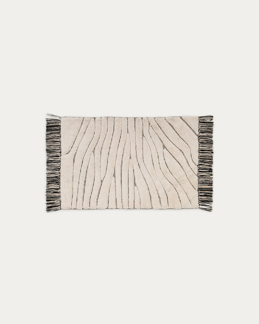 Tapis de salle de bain Crilda en coton blanc 50 x 70 cm