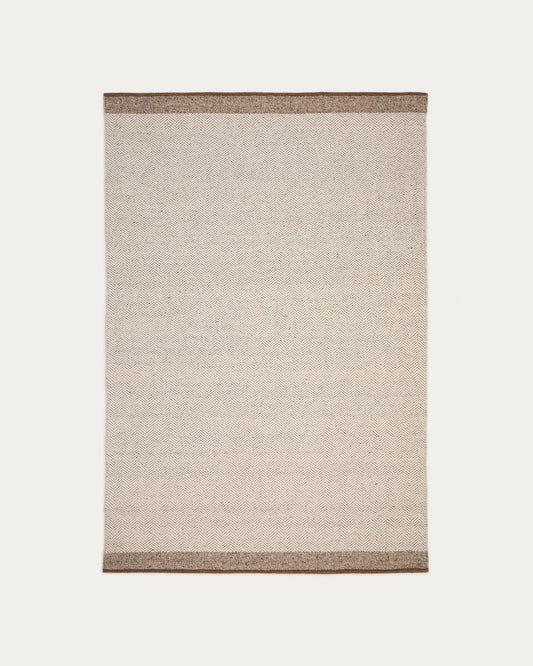 Tapis Nifelia jacquard en laine beige 160 x 230 cm