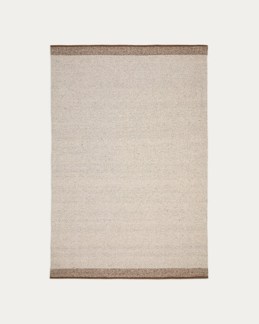 Tapis Nifelia jacquard en laine beige 160 x 230 cm