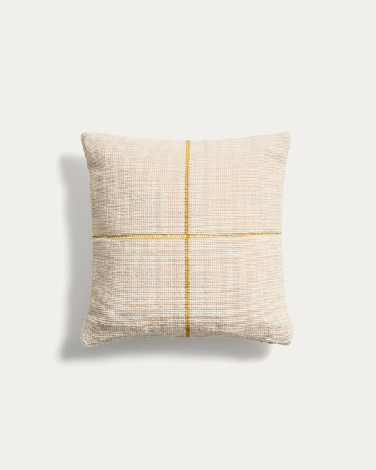 Housse de coussin Atima 100 % PET jacquard jaune 45 x 45 cm