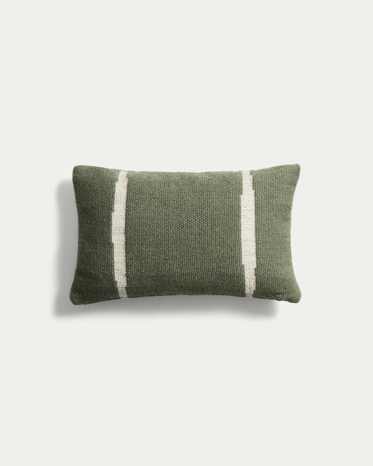 Housse de coussin Daila avec motif Ikat 100 % PET jacquard vert 30 x 50 cm