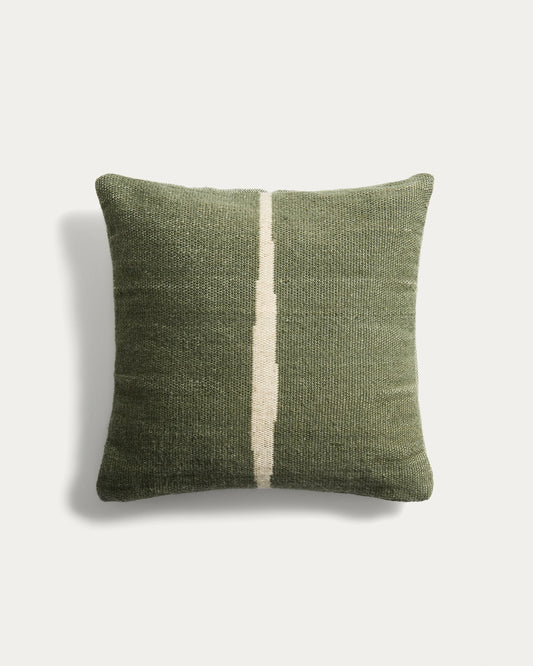 Housse de coussin Daila avec motif Ikat 100 % PET jacquard vert 50 x 50 cm
