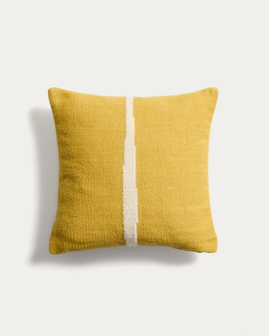 Housse de coussin Daila avec motif Ikat 100 % PET jaune 50 x 50 cm