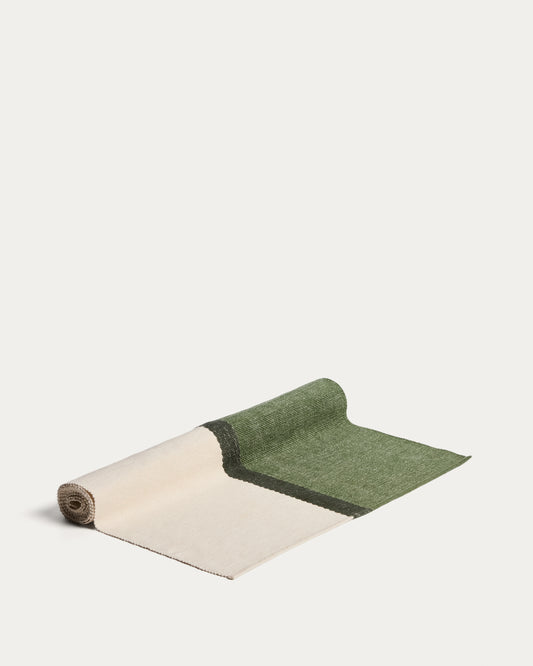 Chemin de table Tari en coton vert 50 x 150 cm