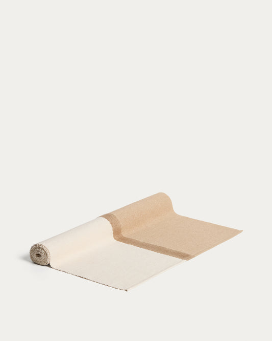 Chemin de table Tari 100% coton beige 50 x 150 cm