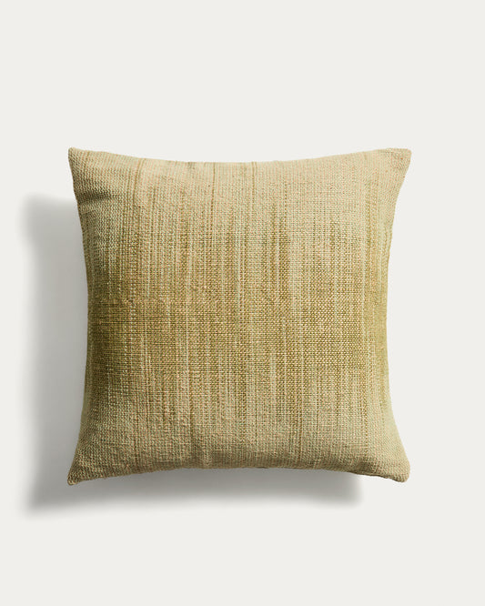 Housse de coussin de sol Liroda en jute avec motif ikat vert 70 x 70 cm
