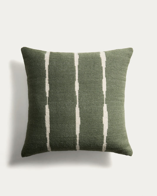 Housse de coussin de sol Daila avec motif ikat 100 % PET verte 70 x 70 cm