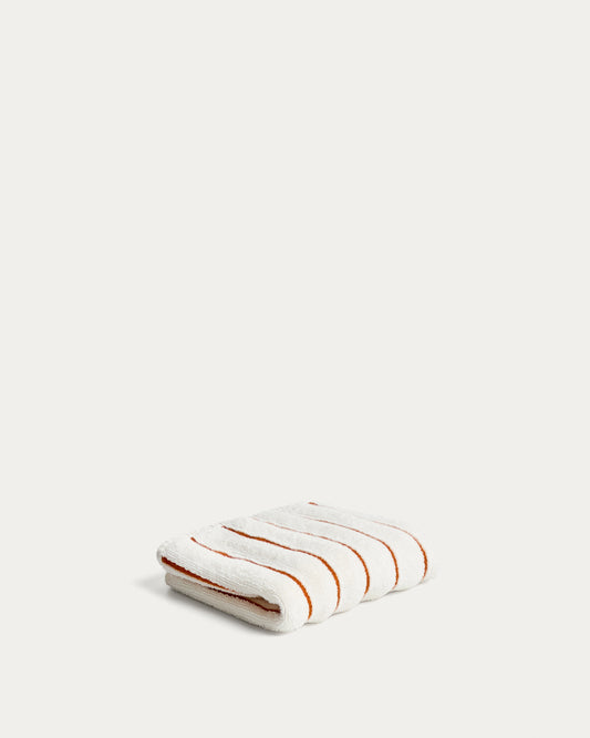 Serviette Dorane 100 % coton avec rayures orange 30 x 50 cm