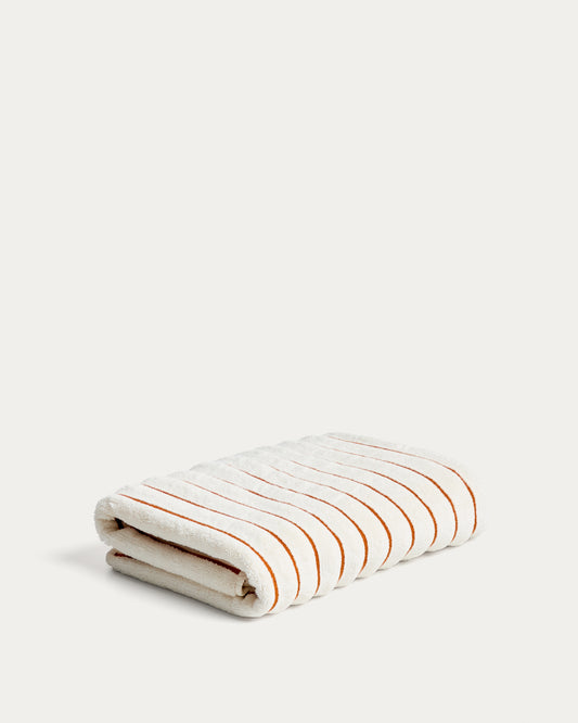 Serviette Dorane 100 % coton avec rayures orange 70 x 140 cm