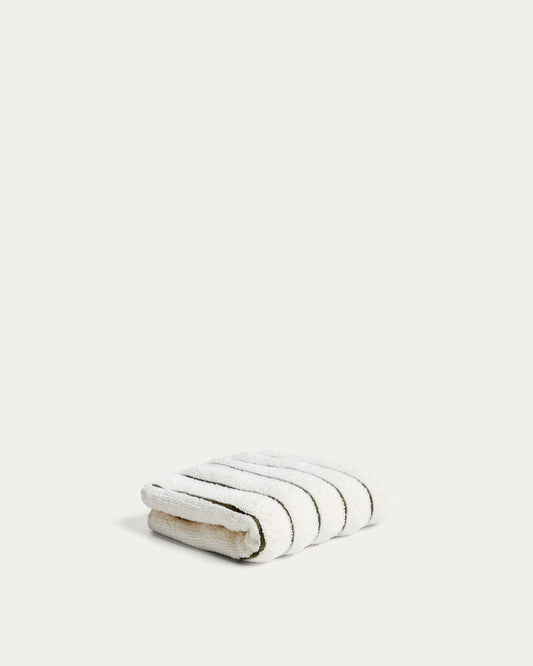 Serviette Dorane 100 % coton avec rayures vertes 30 x 50 cm