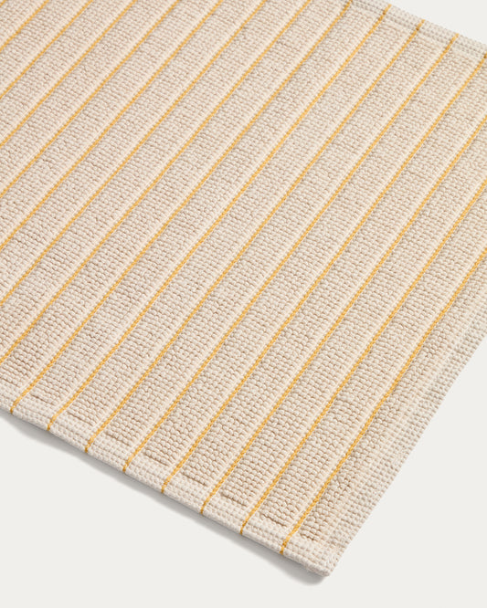 Tapis de bain Merade en coton à rayures jaunes 50 x 80 cm