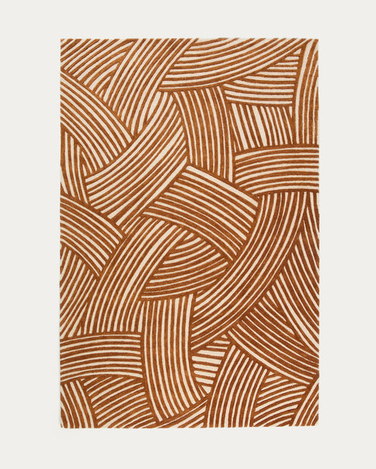 Poreni jacquard wool rug with a beige contrast 200 x 300 cm