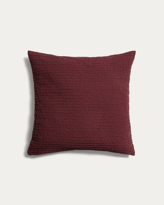 Housse de coussin Tarilo 100 % coton avec plis grenat 50 x 50 cm