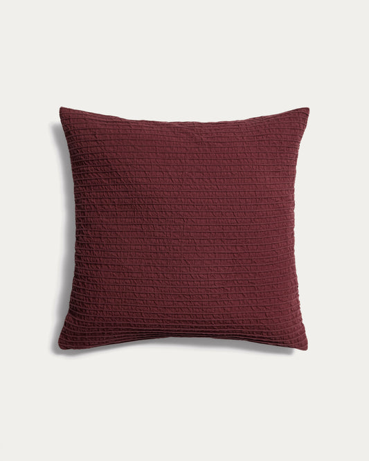 Housse de coussin Tarilo 100 % coton avec plis grenat 50 x 50 cm