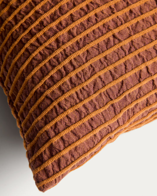 Housse de coussin Tarilo 100 % coton avec plis orange 50 x 50 cm