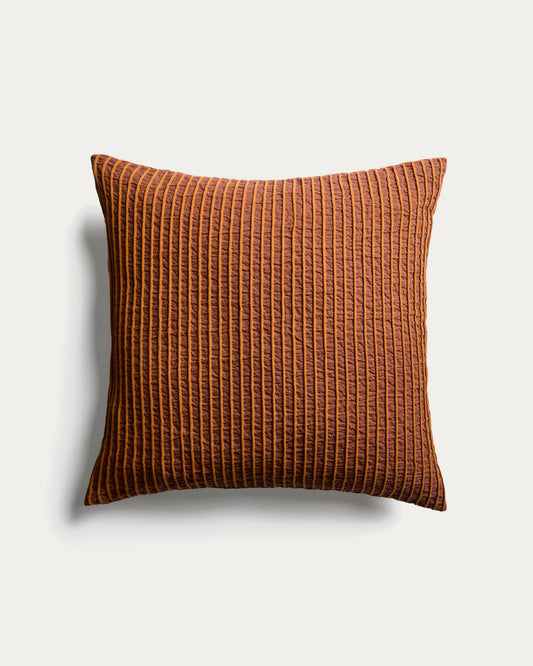 Housse de coussin Tarilo 100 % coton avec plis orange 50 x 50 cm