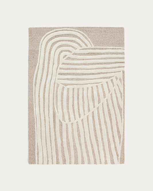 Tapis Colire en laine et viscose beige 160 x 230 cm